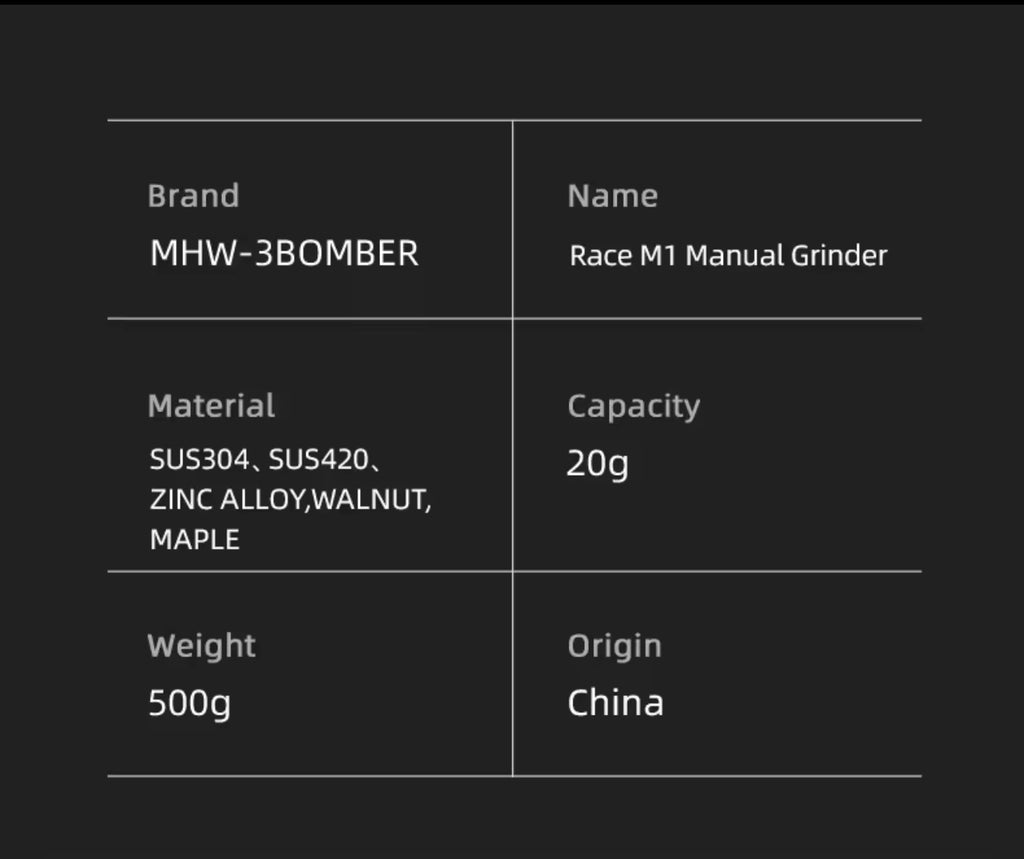 MHW-3BOMBER MANUAL GRINDER / Race M1